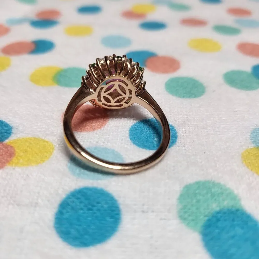 Ilakaka Hot Pink Sapphire and Multi Gemstone Blush Blossom Ring